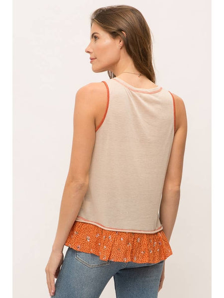 Sleeveless Tank Ruffle Hem Top