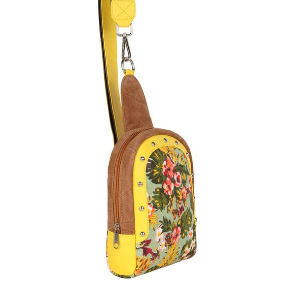 Summer Jungle Leather Tour Sling Backpack