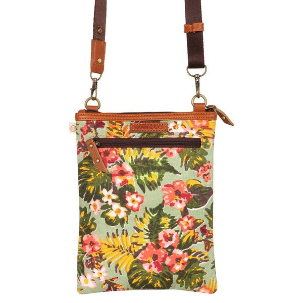Summer Jungle Leather Recyled Canvas Crossbody Cross body Purse