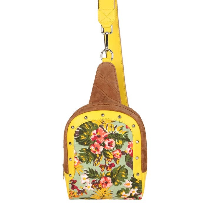 Summer Jungle Leather Tour Sling Backpack