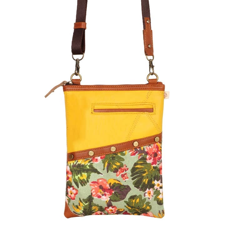 Summer Jungle Leather Recyled Canvas Crossbody Cross body Purse