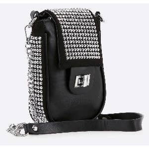 Rhinestone Top Flap Cell Phone Cross body Purse