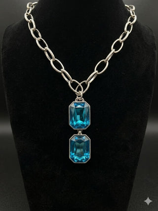 Turquoise Round Layered Crystal Necklace