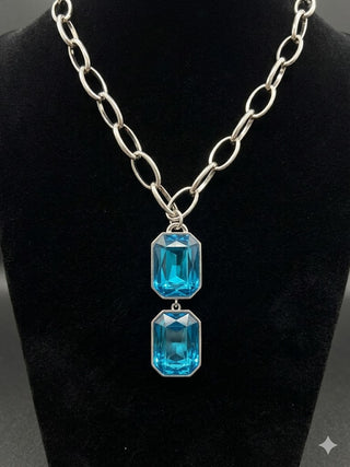 Turquoise Round Layered Crystal Necklace