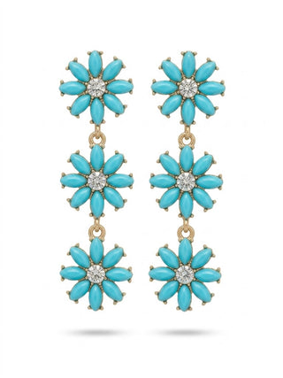 Turquoise Daisy Drop Post Earrings