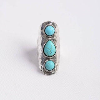 Turquoise Stone Waterfall Droplet Silver Ring