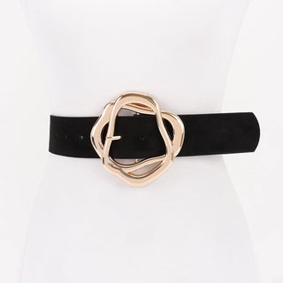 Modern Scupted Faux Suede Black Belt