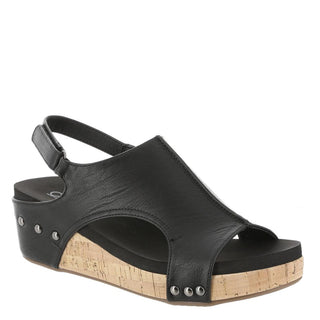 Corkys Volta II Black Slingback Strap 2 inch Wedge Sandals