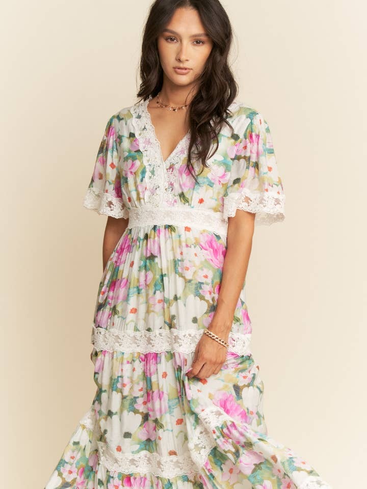 V Neck Side Zip Maxi Dress