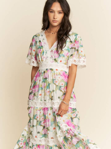 V Neck Side Zip Maxi Dress