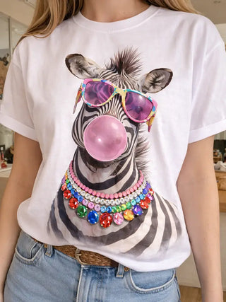 Blinged Out Zebra Print T Shirt