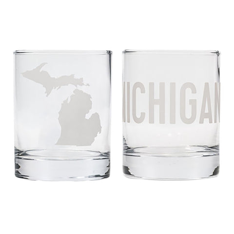 Set of Two State of Michigan Rocks Glass Set