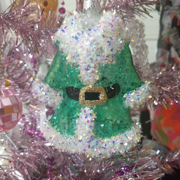 Santa Jacket Green Christmas Ornament