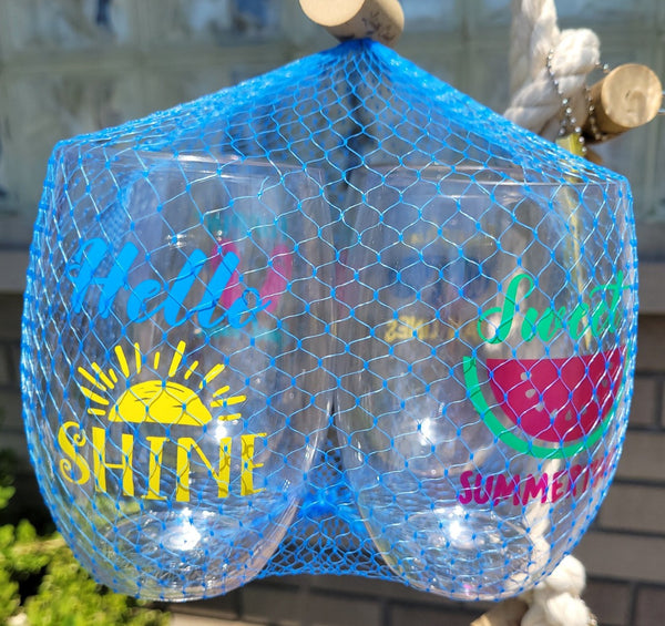Set of Four Summer Shatterproof Drinkware Glasses