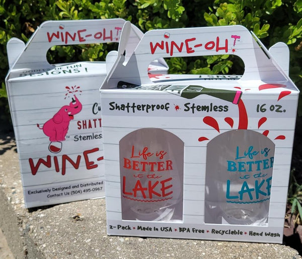 Set of Two Lake Life Shatterproof Wine Glasses