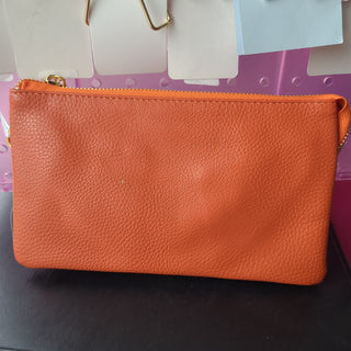 Monogrammable 3 Compartment Wristlet Crossbody Purse Orange
