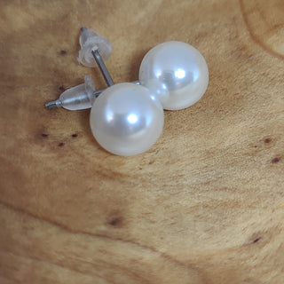 Large Faux Pearl Post Earrings