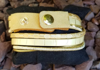 Blonde Faux Leather Double Wrap Bracelet Snap Closure