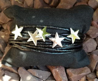 Faux Leather Black Multi Strand Wrap Bracelet