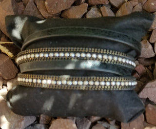 Faux Leather Black  Multi Strand Wrap Bracelet