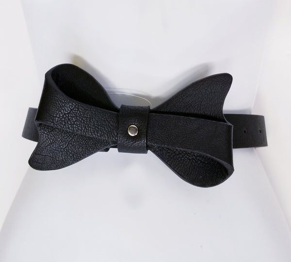 Black Faux Leather Belt with Bow