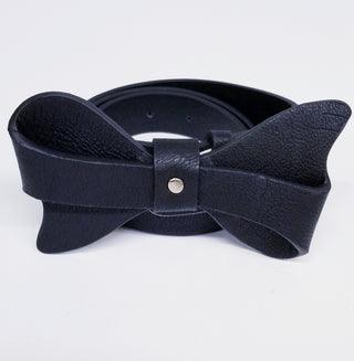 Black Faux Leather Belt with Bow