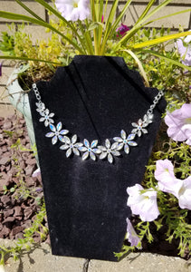 Flower Shaped Crystal Chain Adjustable Length Necklace
