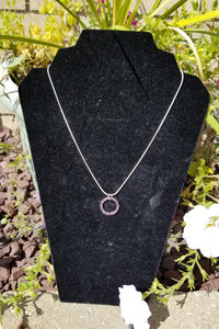 Seasons Silver Tone Purple Crystal Circle Necklace