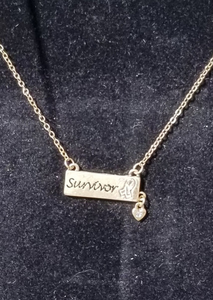 Survivor Bar Lead Compliant Gold Tone Necklace