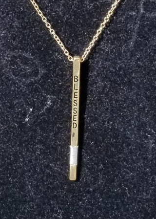 Blessed Bar Gold Tone Lead & Nickel Compliant Adjustable Length Necklace