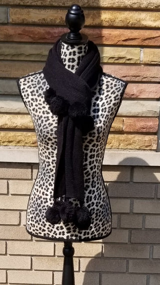 Pom Pom Black Neckwarmer Winter Scarf