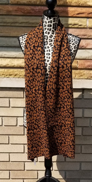 Luxurious Leopard Print Brown Black Scarf