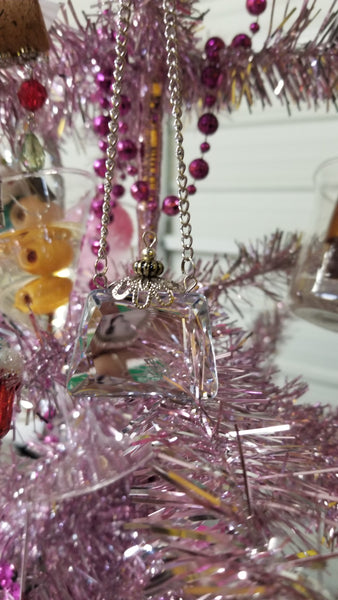 Clear Jeweled Trapezoid Purse Handbag Ornament