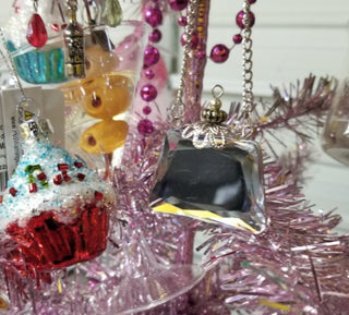 Clear Jeweled Trapezoid Purse Handbag Ornament