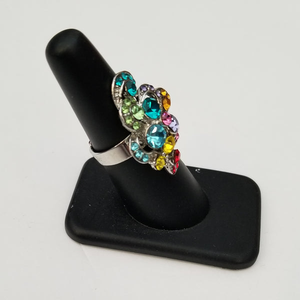 Multi Color Rhinestone Adjustable Ring