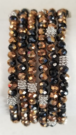 Stacking Stones Single Bronze AB Crystal Bracelet