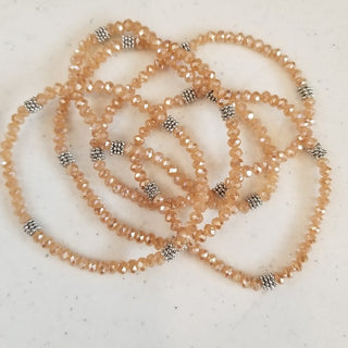 Stacking Stones Single AB Crystal Bracelet Apricot