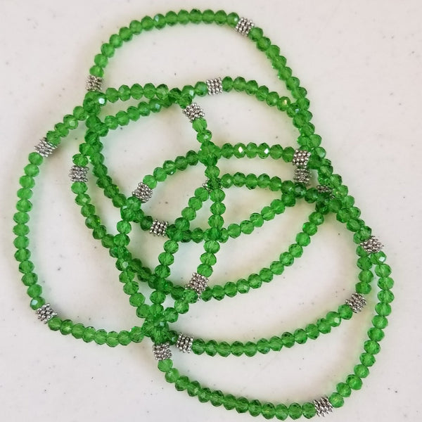 Stacking Stones Single Crystal Bracelet Peridot Green