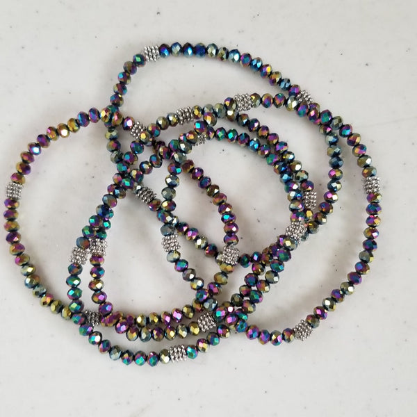 Stacking Stones Single AB Crystal Bracelet Multi Color
