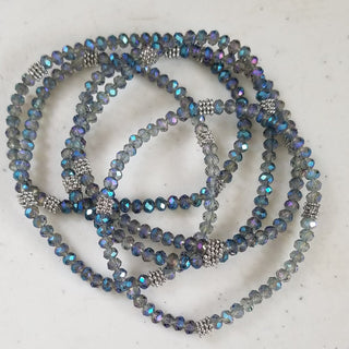 Stacking Stones Single AB Crystal Bracelet Lt.Peacock Blue