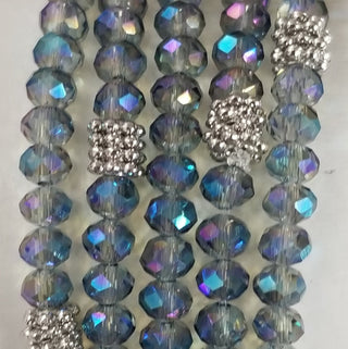 Stacking Stones Single AB Crystal Bracelet Lt.Peacock Blue