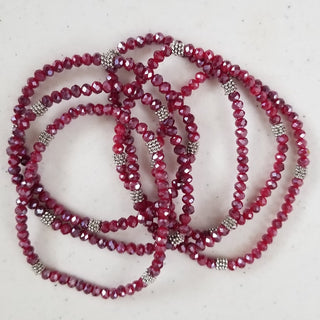 Stacking Stones Single AB Crystal Bracelet Burgundy