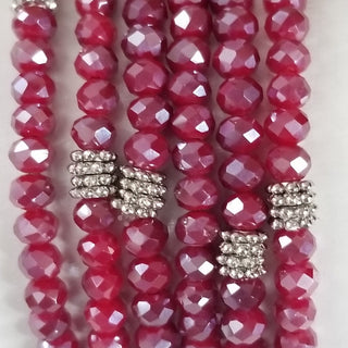 Stacking Stones Single AB Crystal Bracelet Burgundy