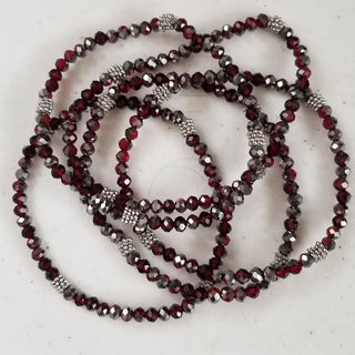 Stacking Stones Single Dark Cherry AB Crystal Bracelet Metallic
