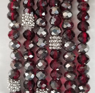 Stacking Stones Single Dark Cherry AB Crystal Bracelet Metallic