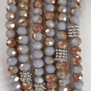 Stacking Stones Single AB Crystal Bracelet Amber Grey