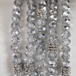 Stacking Stones Single AB Crystal Bracelet Silver