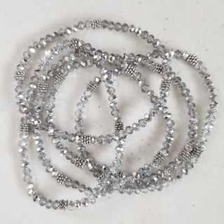 Stacking Stones Single AB Crystal Bracelet Silver
