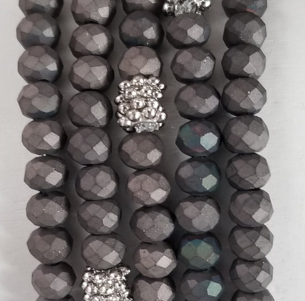 Stacking Stones SingleBlack Matte Crystal Bracelet