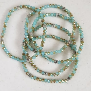 Stacking Stones Single AB Crystal Bracelet Blue Amber